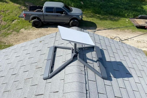 Amazon Leo roof installation with clear sky view and tidy cable routing